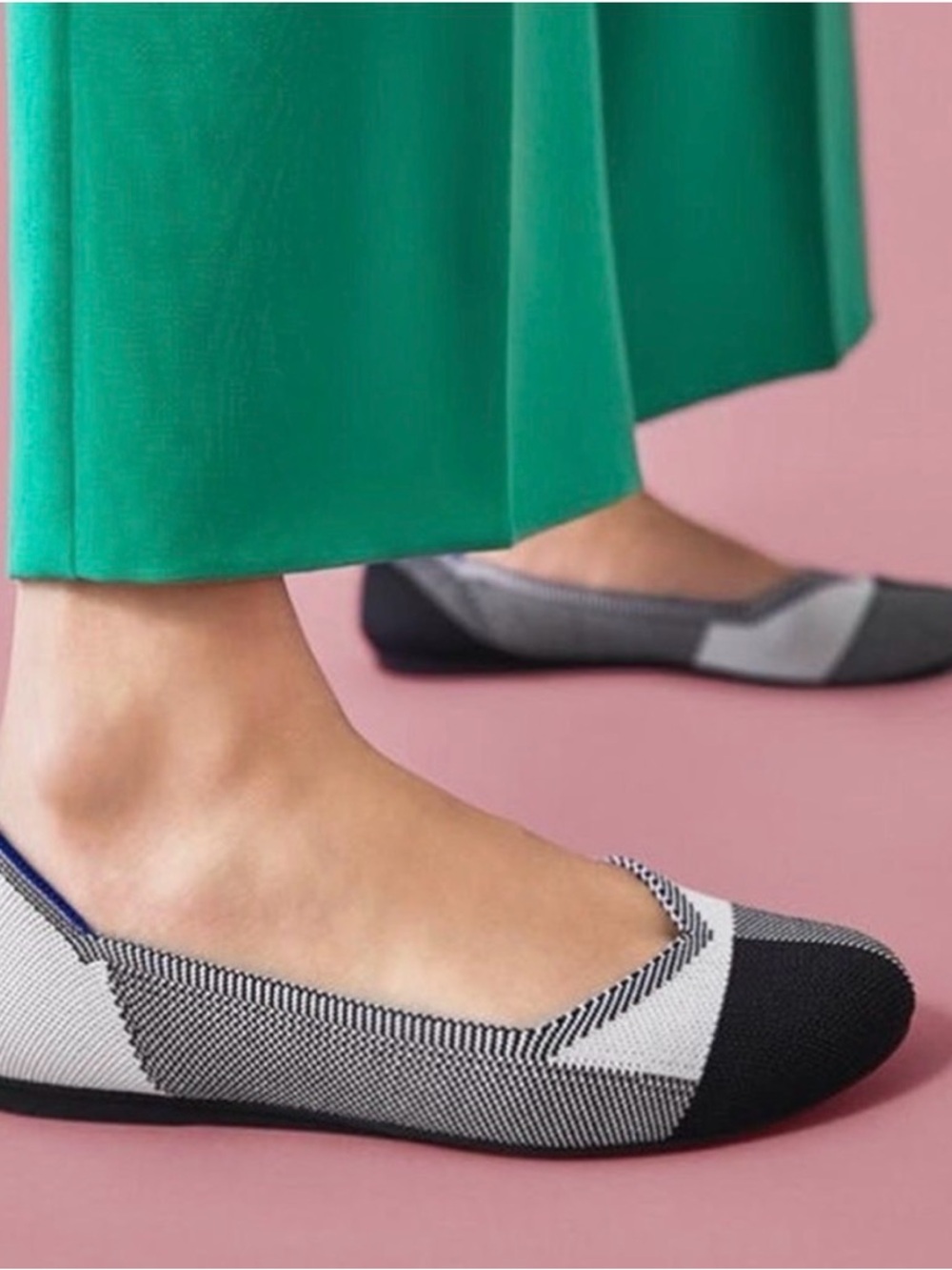 Rothy's Black and Gray Knit Ballet Flats